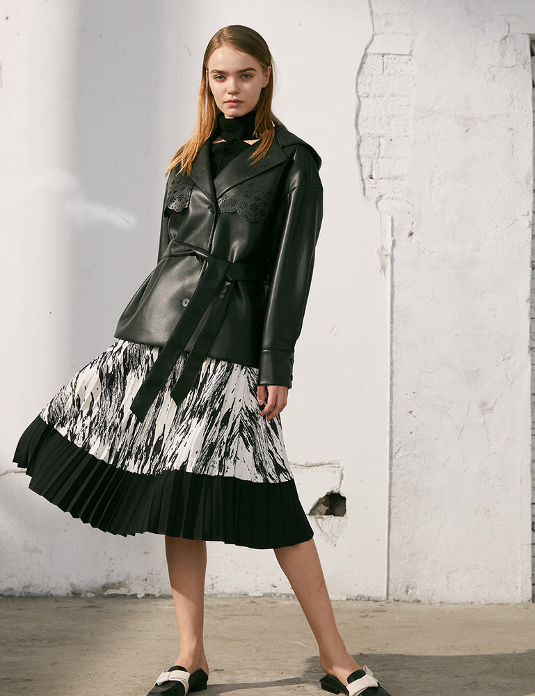 Lasercut Leather Trench Coat