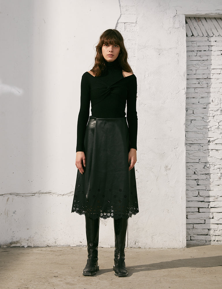 Lasercut Soft Leather Skirt