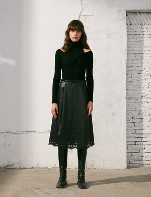 Lasercut Soft Leather Skirt