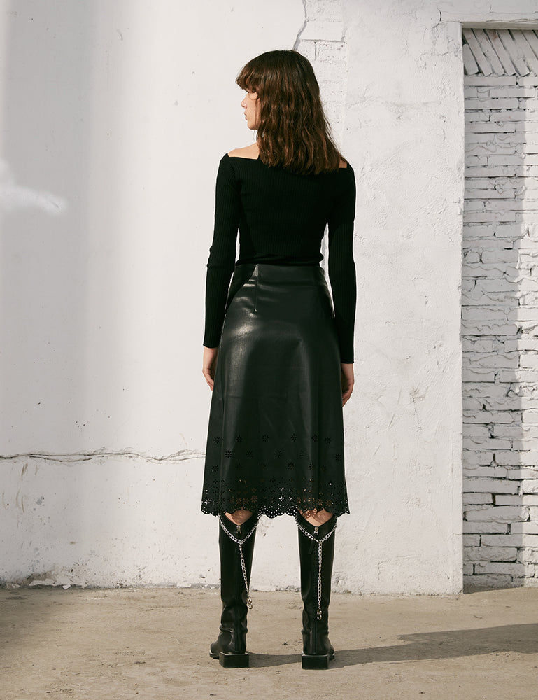 Lasercut Soft Leather Skirt