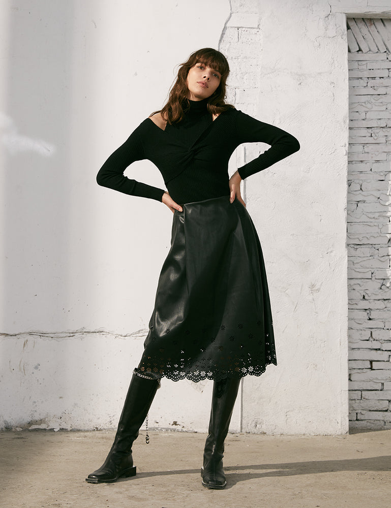 Lasercut Soft Leather Skirt