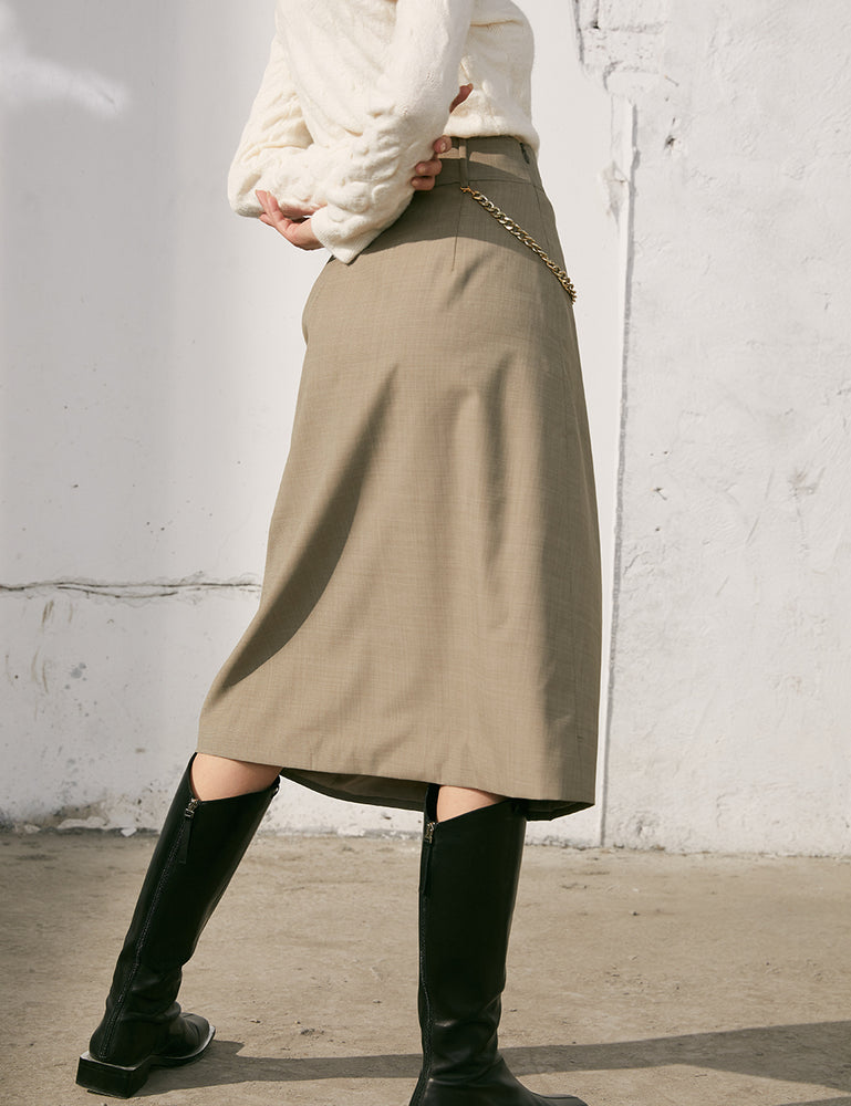 Chain Wool Skirt