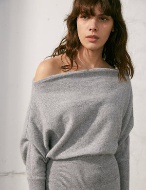 Off-Shoulder Knit Grey Dress