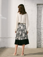 Printed Panel Pleated Skirt