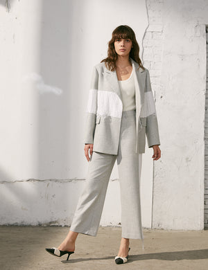 Wool Blended Trousers With Kintting