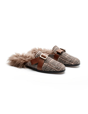 Cello Buckle Lambswool Slippers