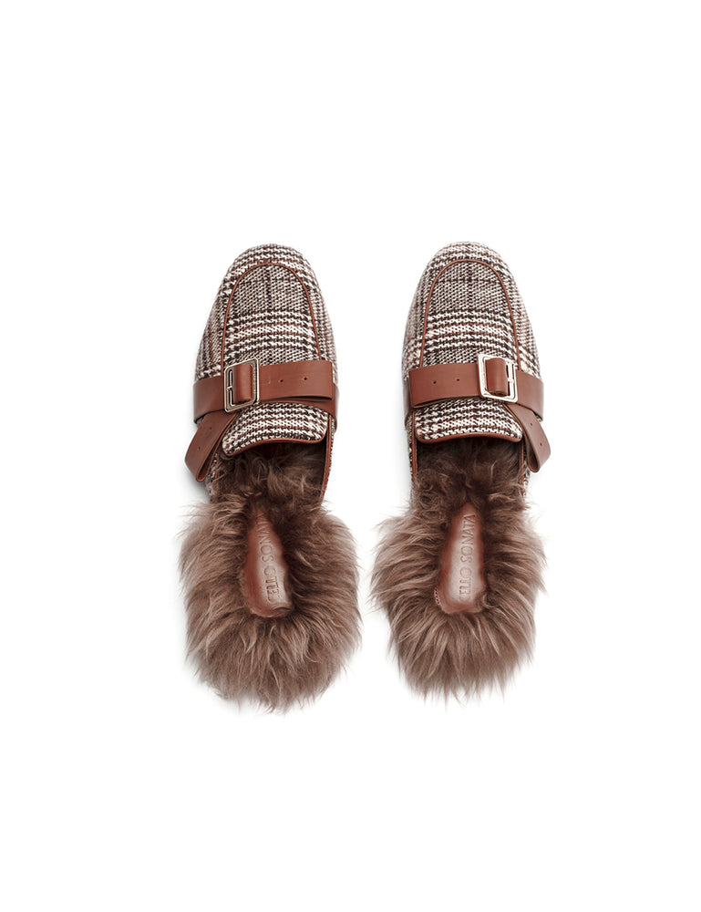 Cello Buckle Lambswool Slippers