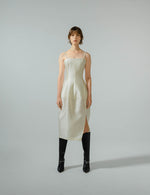 Pure White Cocoon Shape Strap Dress