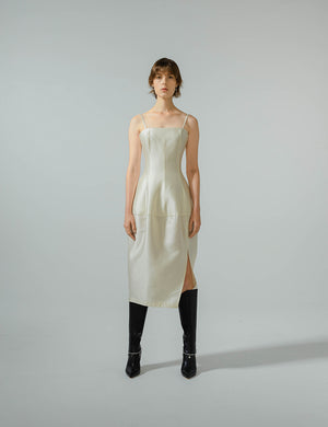 Pure White Cocoon Shape Strap Dress