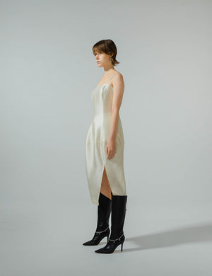 Pure White Cocoon Shape Strap Dress