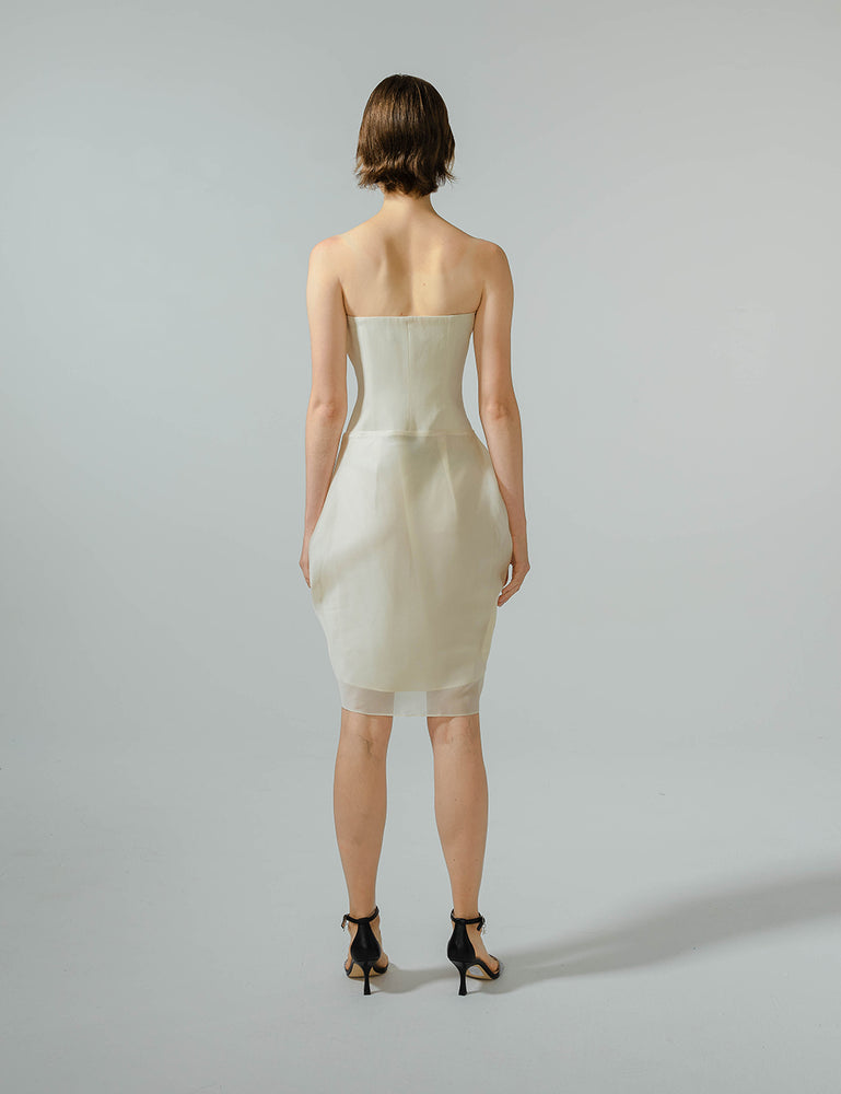 Asymmetric Design Strapless Dress