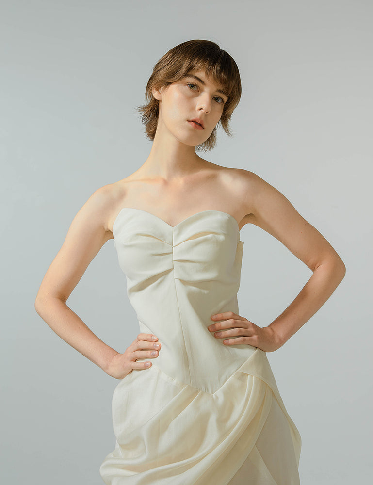 Asymmetric Design Strapless Dress