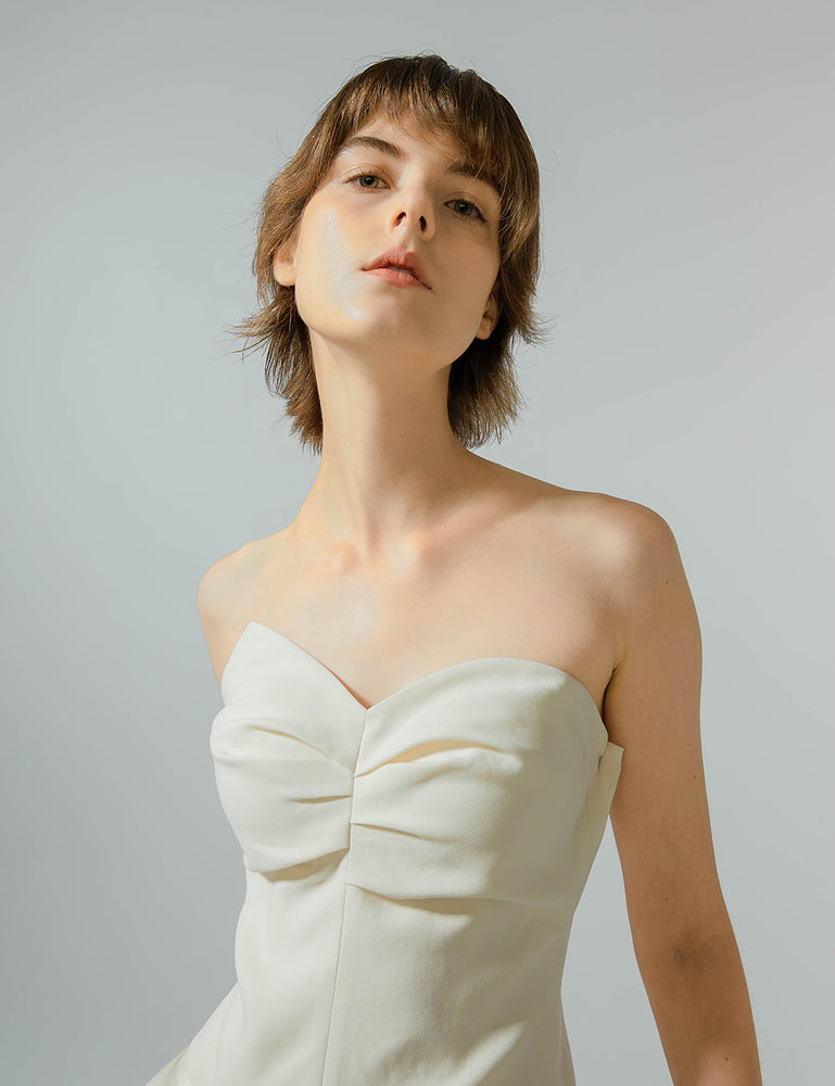 Asymmetric Design Strapless Dress