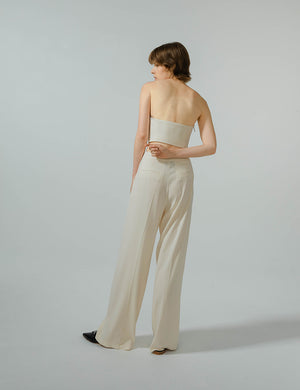 Cream White Wide Leg Pants