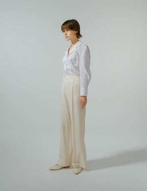 Cream White Wide Leg Pants