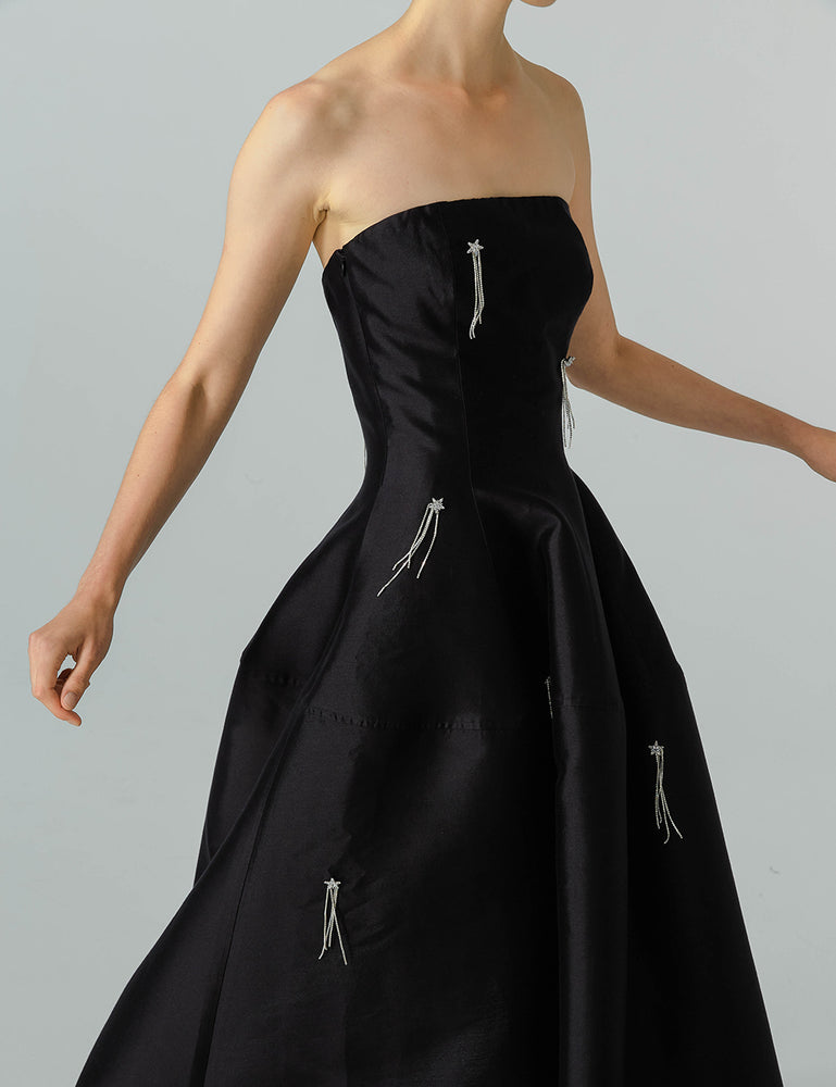 Beaded Black Strapless Dress