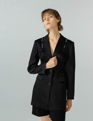 Medium-Long Jacket With metal chain