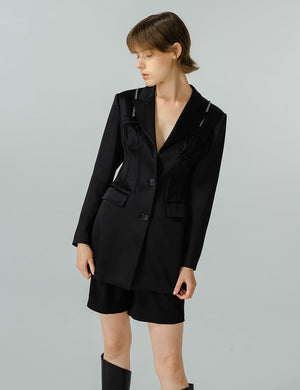 Medium-Long Jacket With metal chain