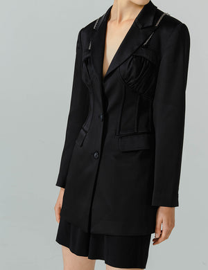 Medium-Long Jacket With metal chain