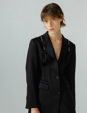 Medium-Long Jacket With metal chain