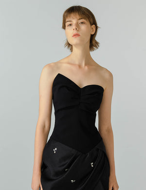 Asymmetric Design Strapless Dress