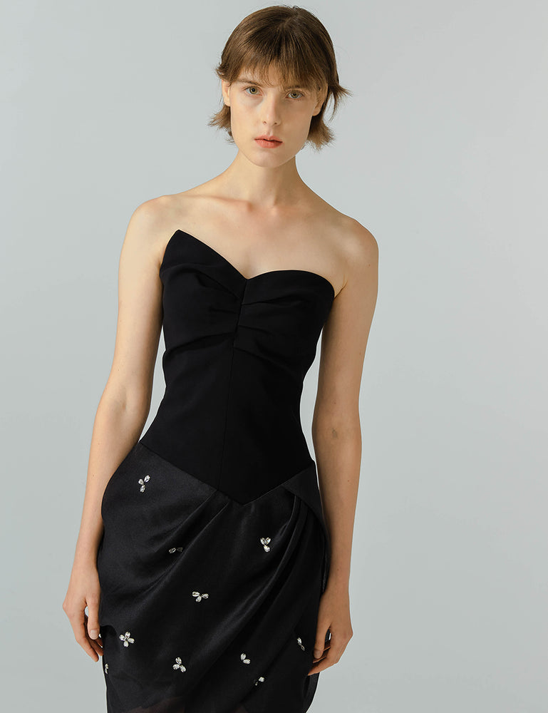 Asymmetric Design Strapless Dress