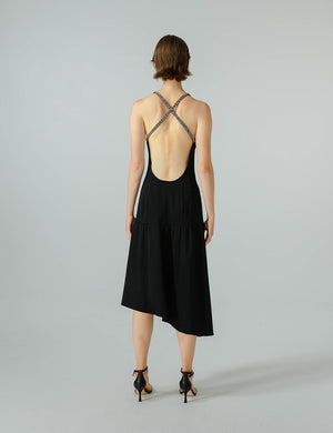 Deep V-Neck Backless Dress