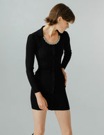 Polo Collar Long Sleeve Knit Dress